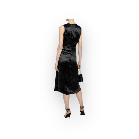 new Walter Baker W118 𖡛 Crinkled Satin Little Black Cocktail MIDI Dress 𖡛 2 4 - Picture 2 of 16